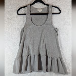 398-Umgee Gray Ruffle Hem Tank Top